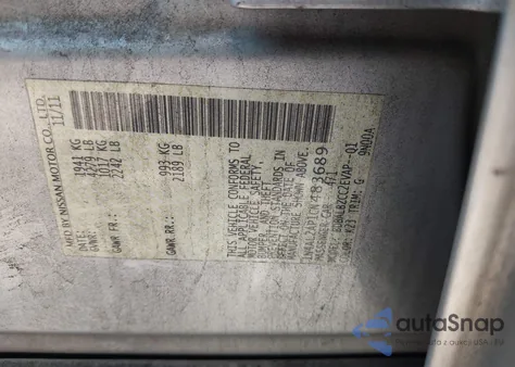 2012 Nissan Altima 2.5 S z USA, uszkodzony, nr VIN 1N4AL2AP1CN483689